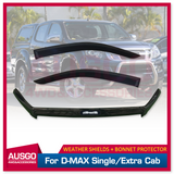 Injection Weather Shields + Bonnet Protector for ISUZU D-MAX DMAX Single / Extra Cab 2012-2016