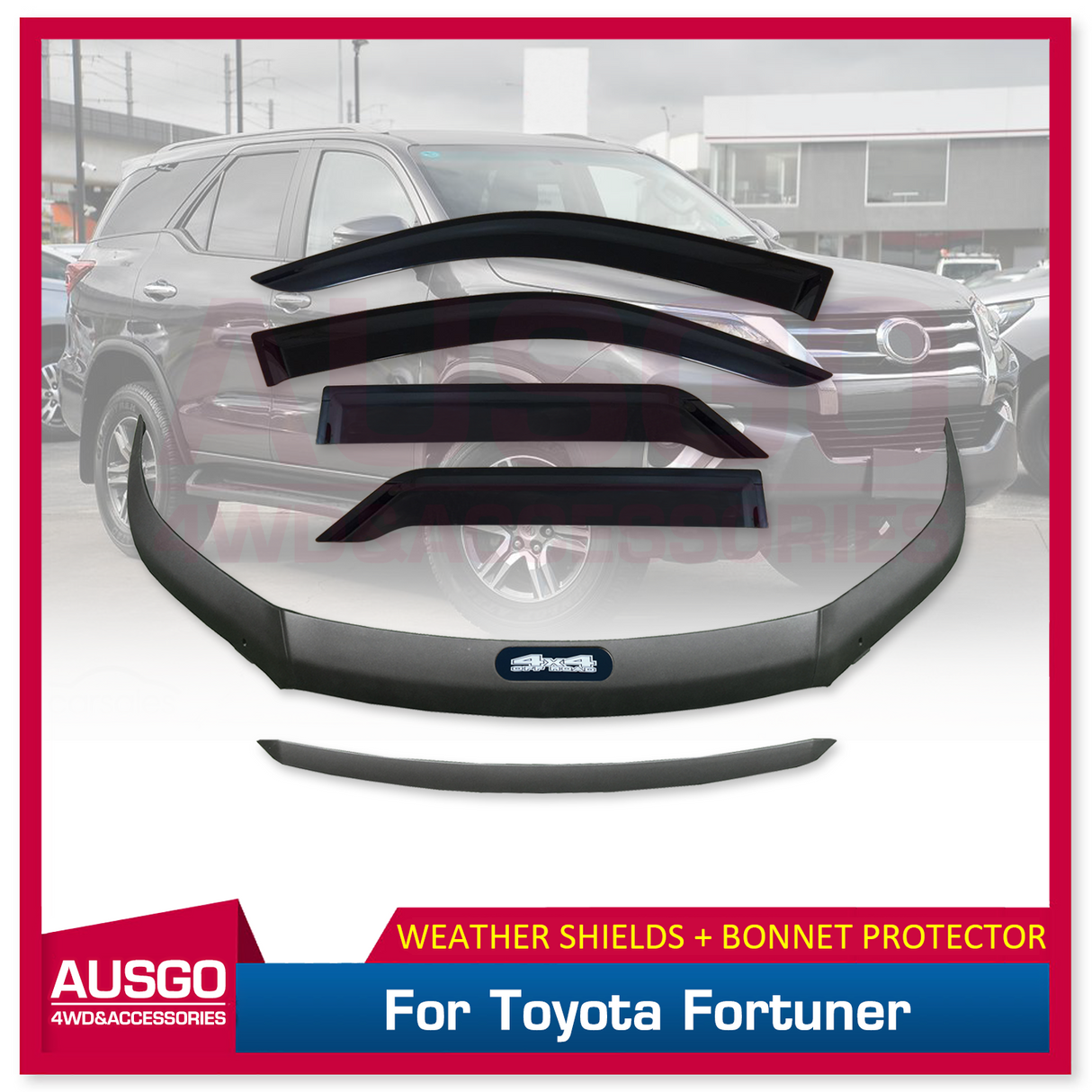 Weather Shields + Bonnet Protector for Toyota Fortuner 2015-2020