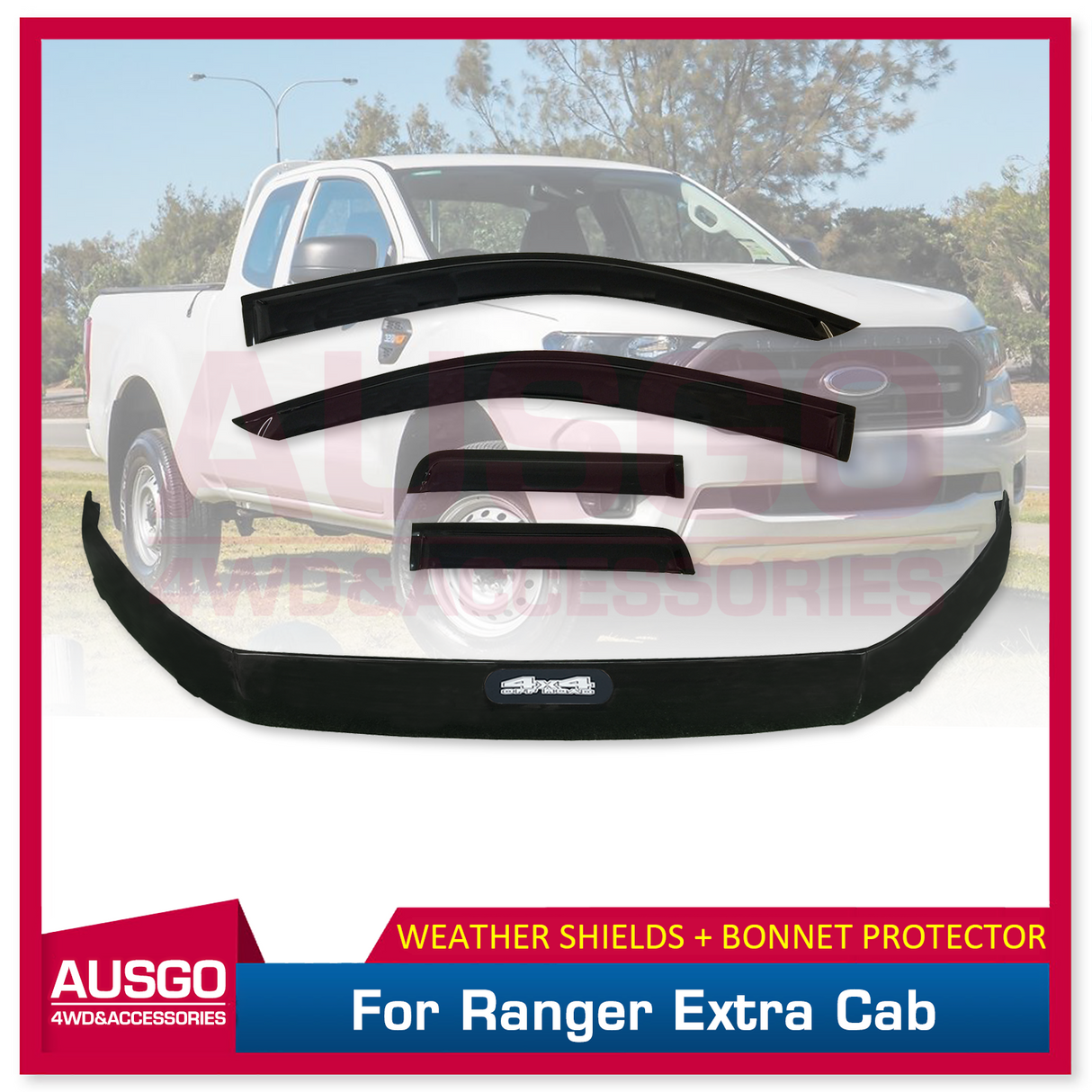 PRE-ORDER Weather Shields + Bonnet Protector for Ford Ranger Extra Cab 2016-2022