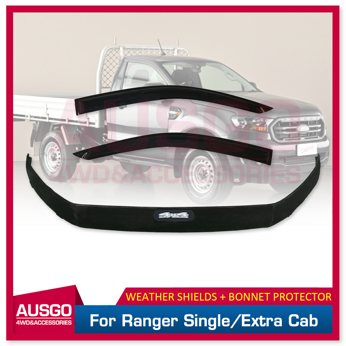 Weather Shields + Bonnet Protector for Ford Ranger Single / Extra Cab 2016-2022