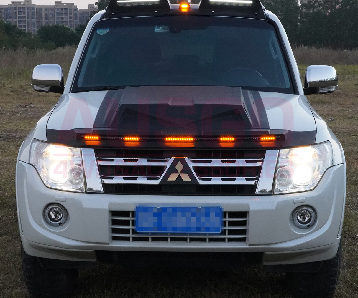 LED Light Injection Bonnet Protector for Mitsubishi Pajero 2007-2020