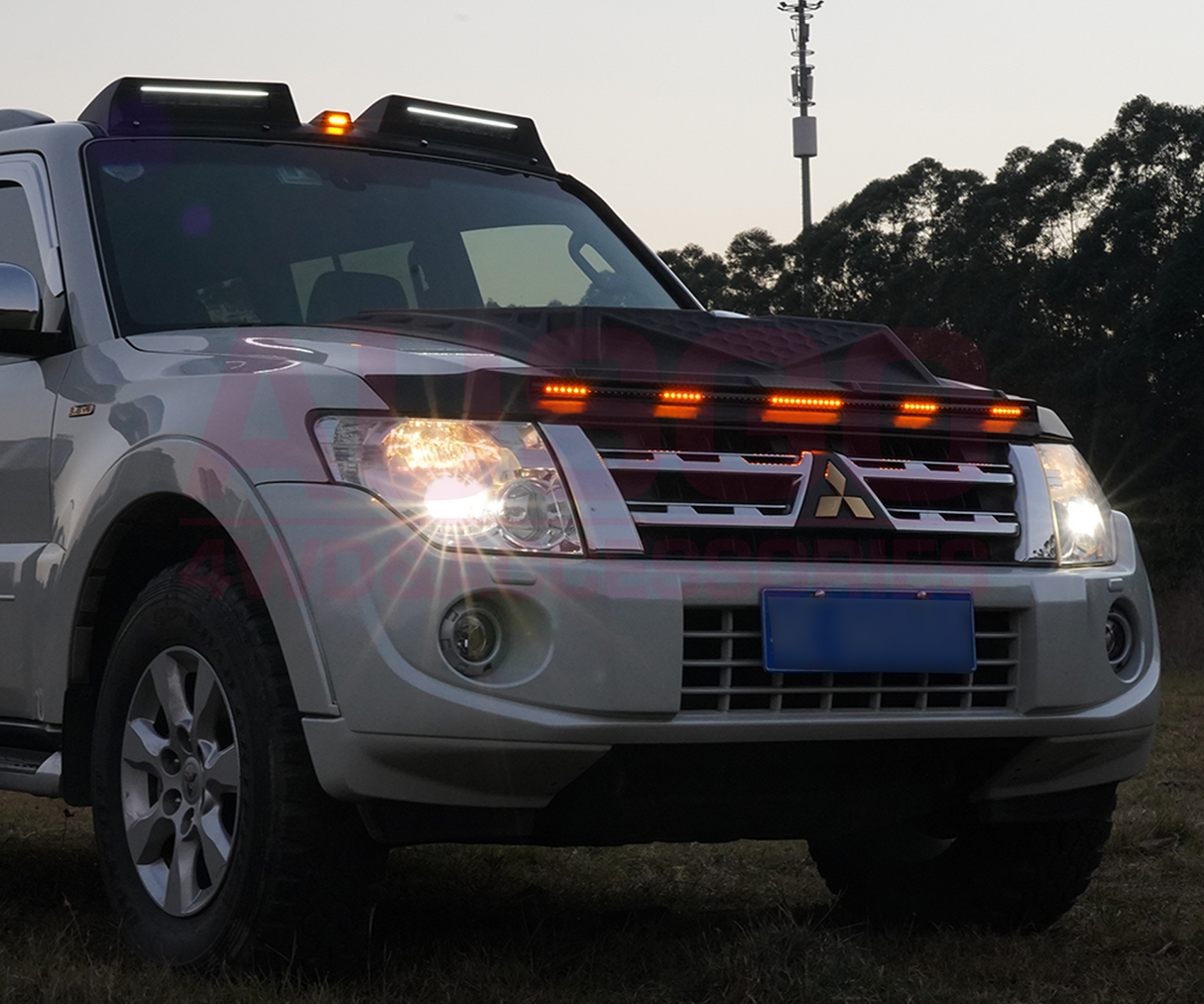 LED Light Injection Bonnet Protector for Mitsubishi Pajero 2007-2020