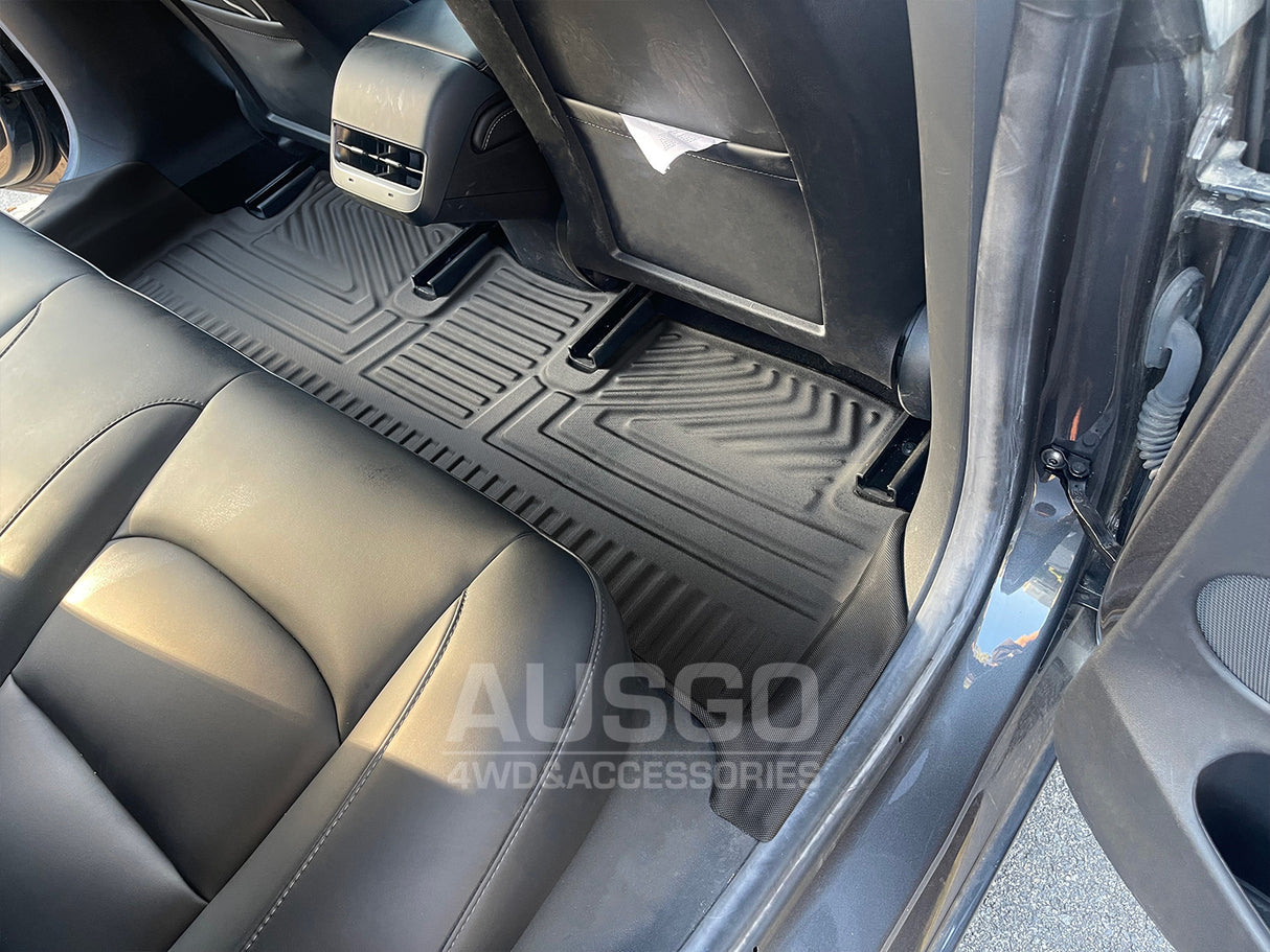 TPE Floor Mats + Sunroof Shade + Front + Rear Cargo Mats for Tesla Model 3 2021-2023 Door Sill Covered Car Mats Boot Liner Sun Shade
