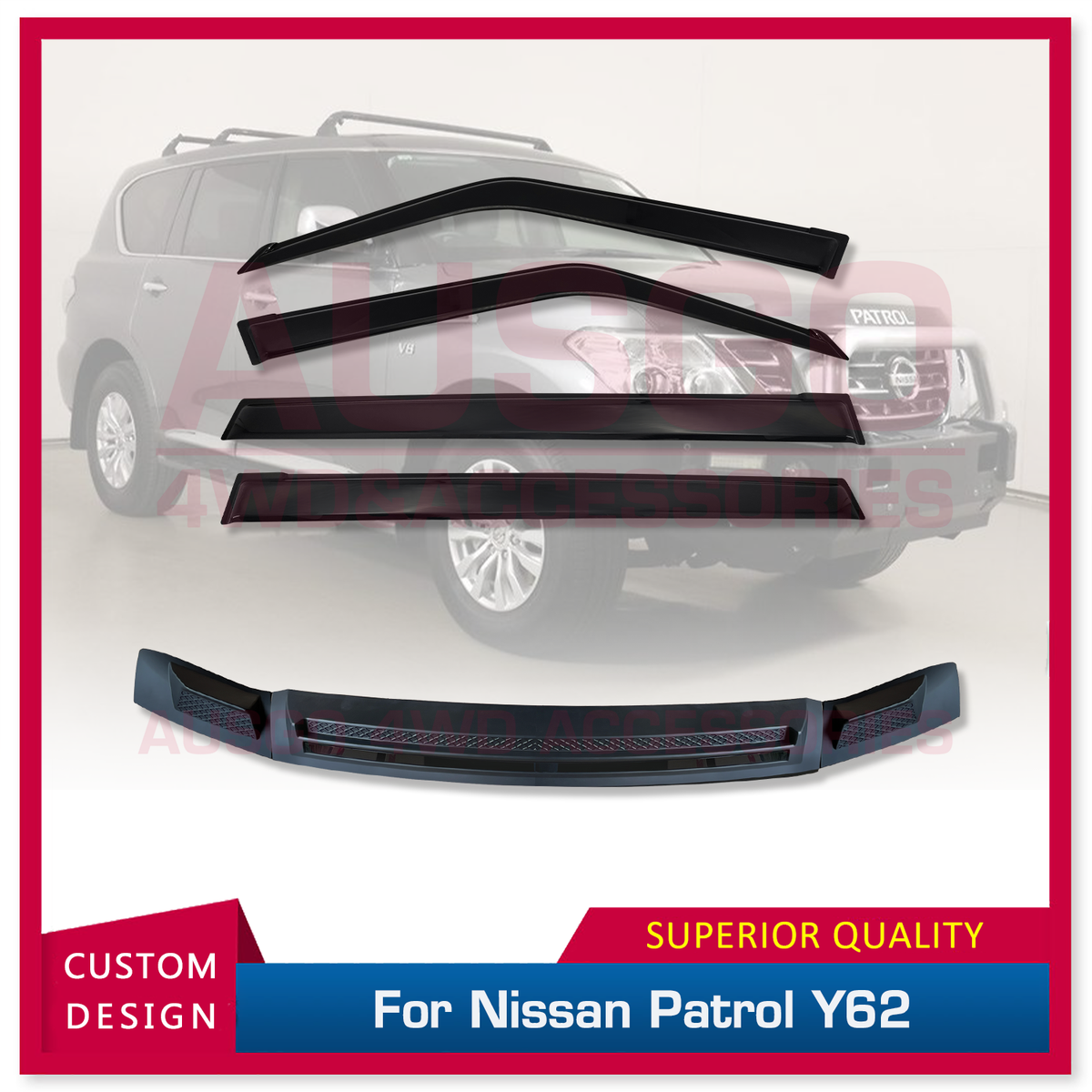 Luxury Weather Shields + Bonnet Protector for Nissan Patrol Y62 2012-2 ...