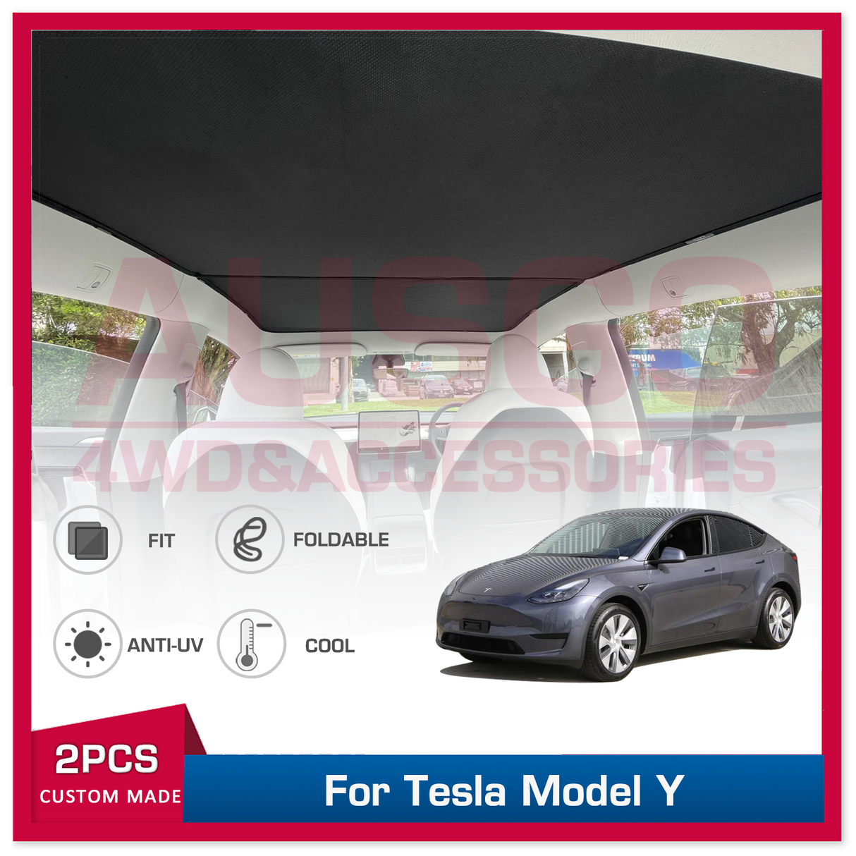 Magnetic Glass Roof Sunshade for Tesla Model Y 2022-Onwards