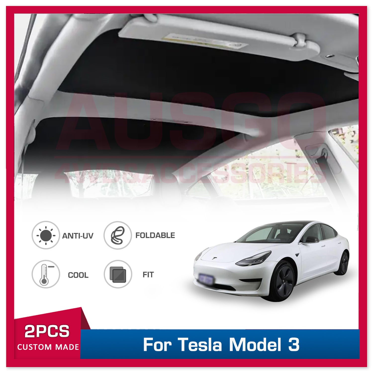 Magnetic Glass Roof Sunshade for Tesla Model 3 UV Protection Mesh Cove –  AUSGO 4X4 Accessories