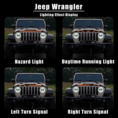 LED Light Injection Bonnet Protector for Jeep Wrangler JK Series 4 Doors 2007-2018